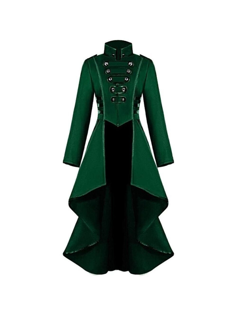 STEAMPUNK Victorian Swallow Tail Long Trench Coat Jacket Green Cosplay Punk NWT